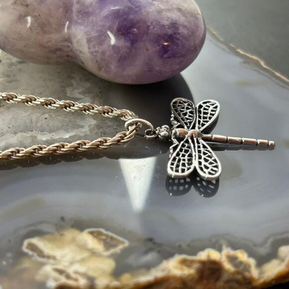 Sterling Silver Fashion Dragonfly Pendant - Picture 4 of 10